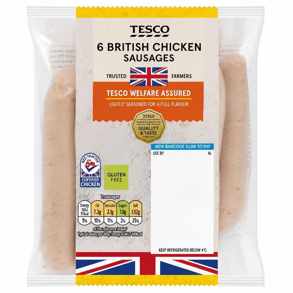 Tesco British Chicken Sausages 6 Pack 400G