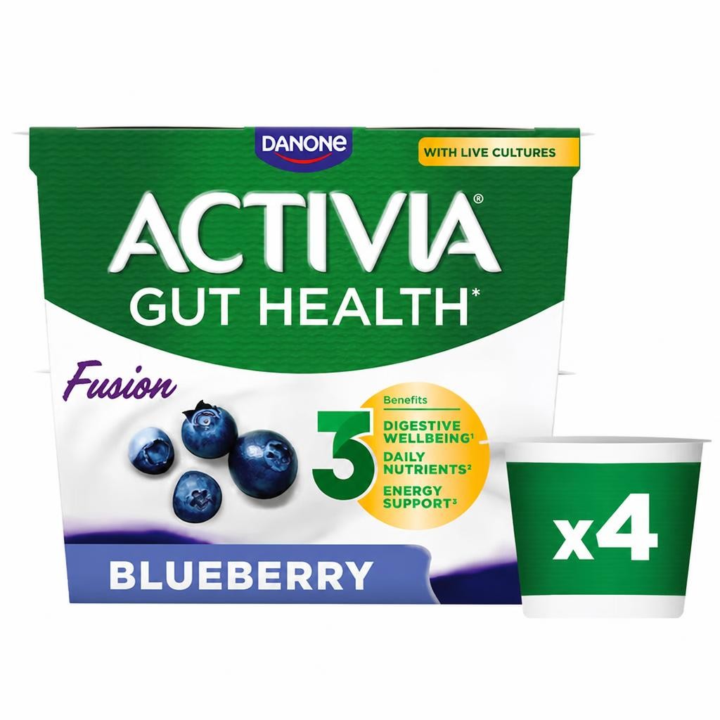 Activia Fusions Blueberry Acai Gut Health Yoghurt Multipack 4x120g