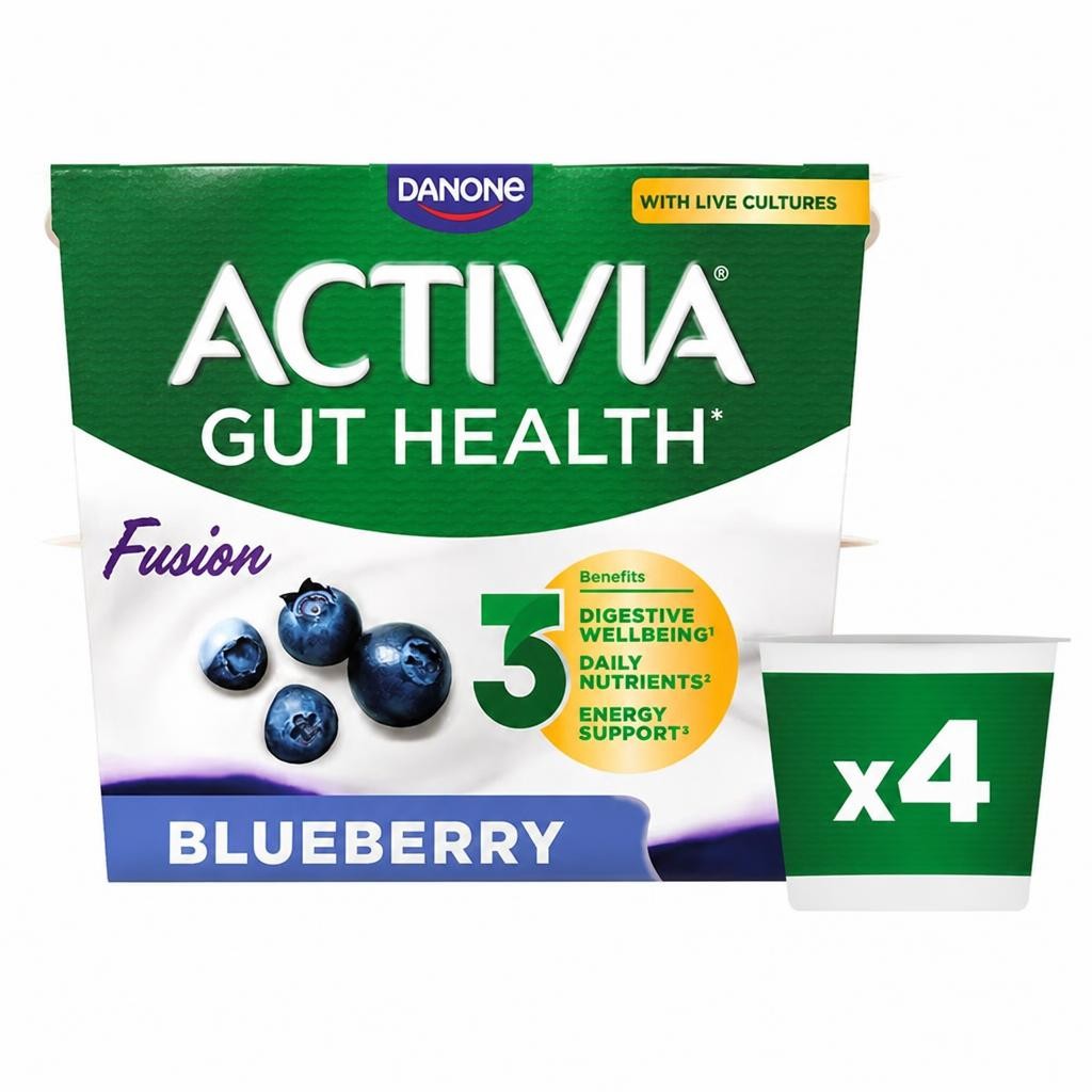Activia Fusions Blueberry Acai Gut Health Yoghurt Multipack 4x120g