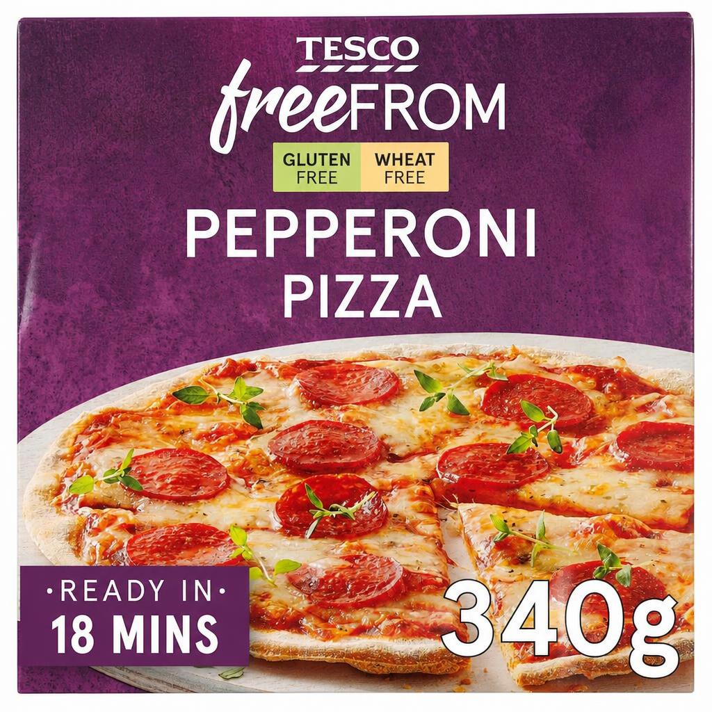 TESCO FREE FROM PEPPERONI PIZZA 340g