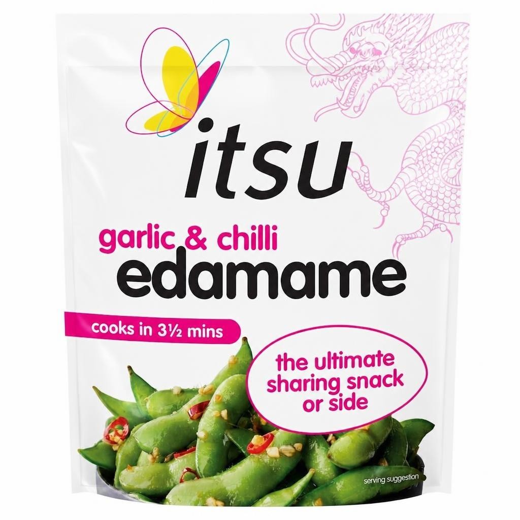 itsu garlic & chilli edamame 300g