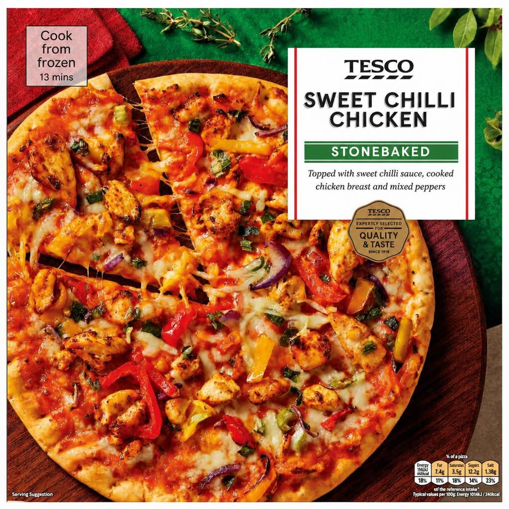Tesco Stonebaked Sweet Chilli Chicken Pizza 330g