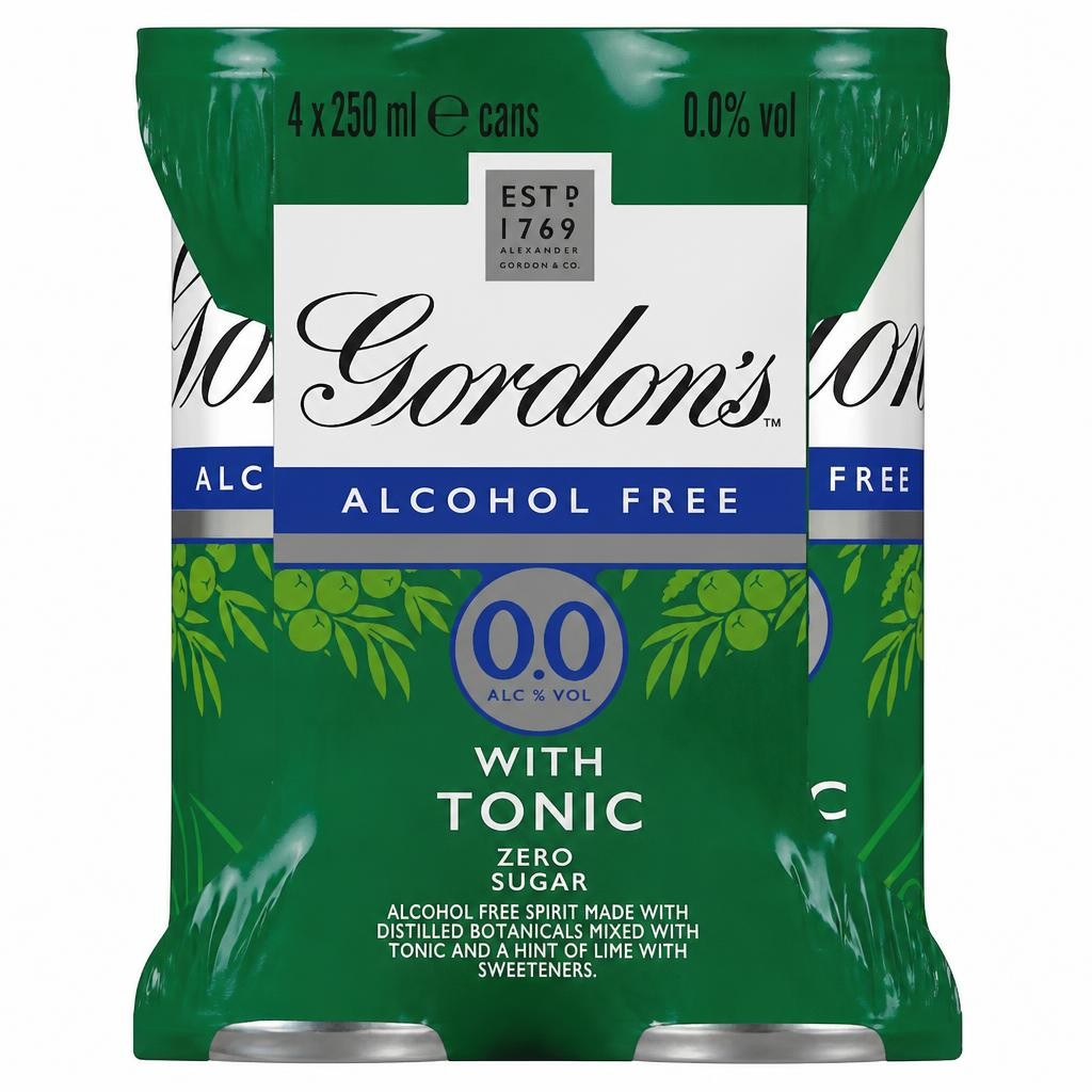 Gordon's Alcohol Free Spirit & Tonic with Lime Can 0% Vol 4x250ml