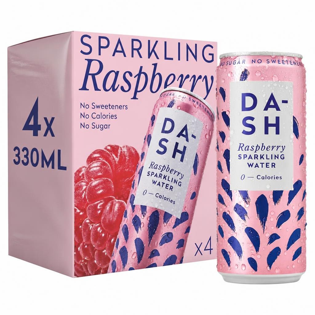 Dash Raspberry Sparkling Water 4 x 330ml