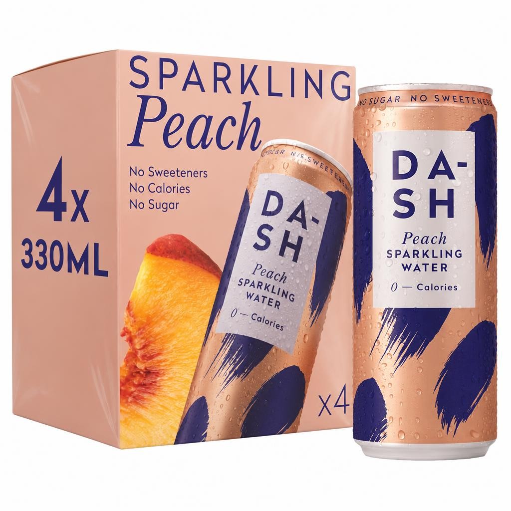 Dash Peach Sparkling Water 4 x 330ml