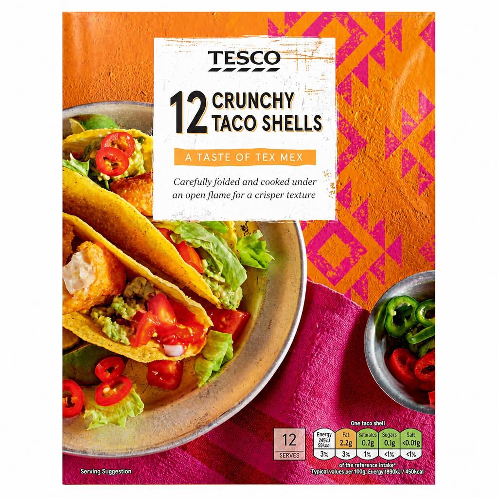 Tesco Crunchy Taco Shells 12 Pack 150g