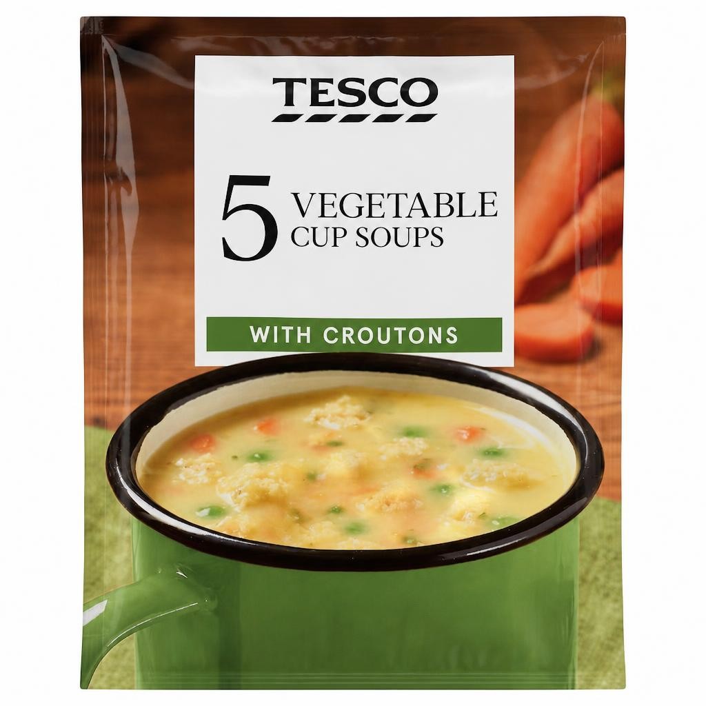 Tesco Vegetable Cup Soups With Croutons 5 Pack 115g