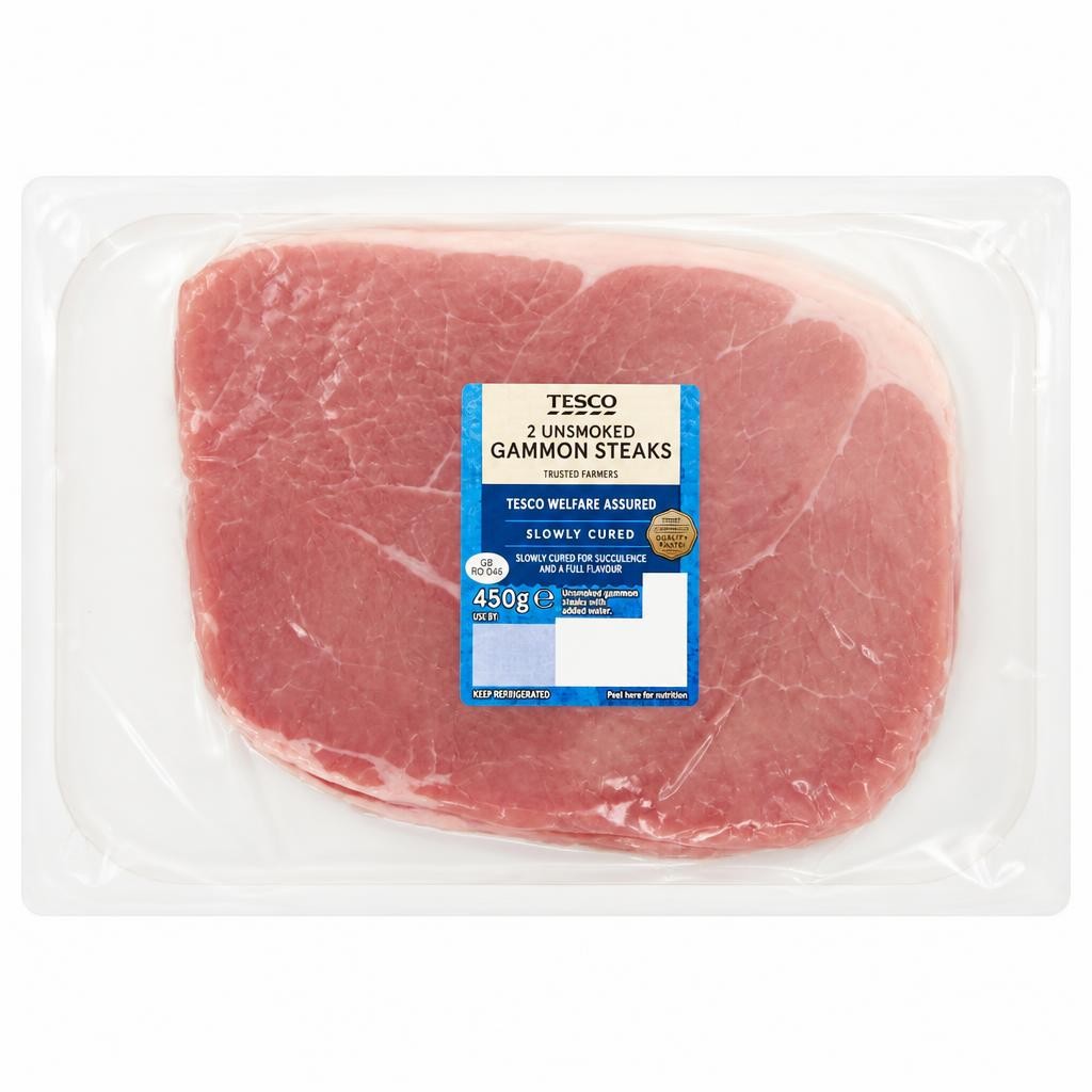 Tesco Unsmoked Gammon Steaks 2 Pack 450G