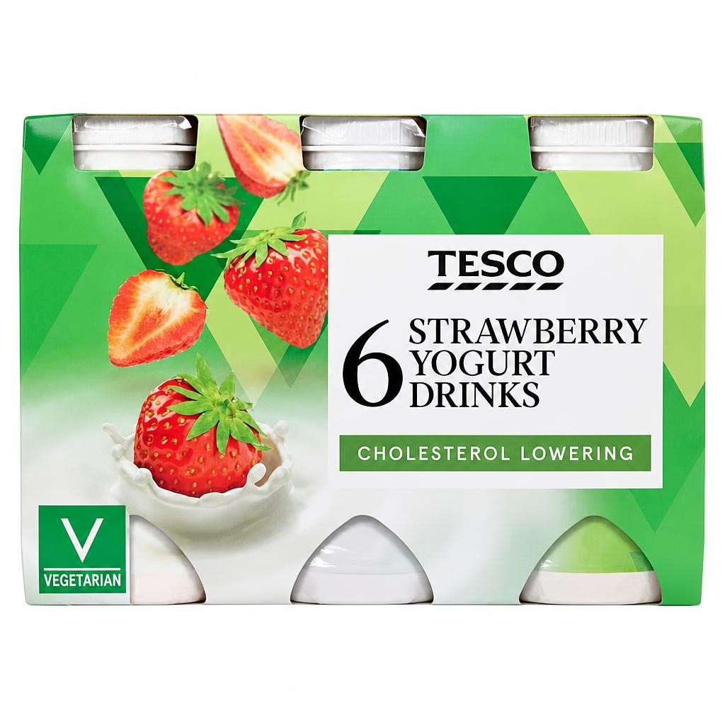 Tesco Cholesterol Reducing Strawberry Yogurt Drink 6 X100g