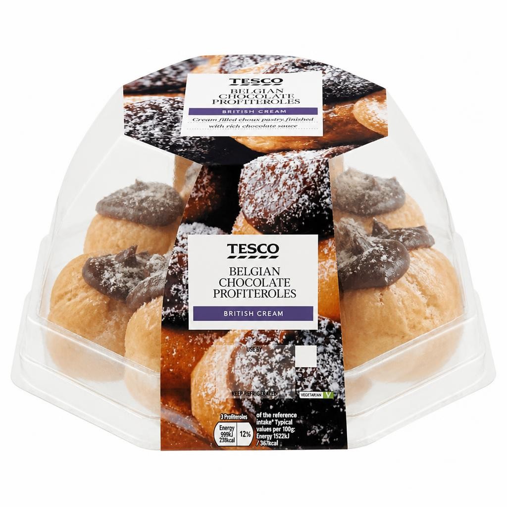 Tesco Chocolate Profiteroles Stack 12 Pack