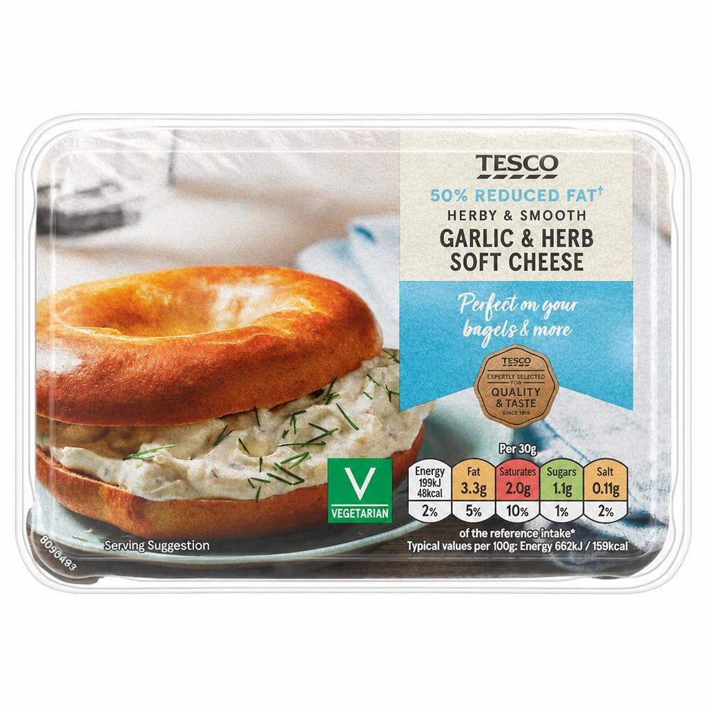 Tesco 50% Less Fat Garlic & Herb Soft Cheese 200g