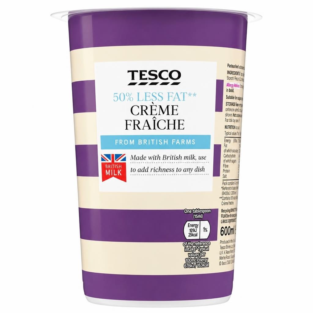 Tesco 50% Less Fat Creme Fraiche 600Ml