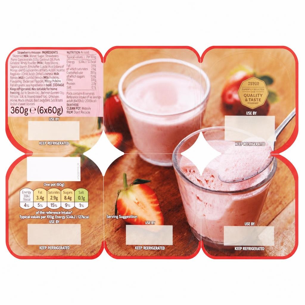 Tesco Strawberry Mousse 6X60g