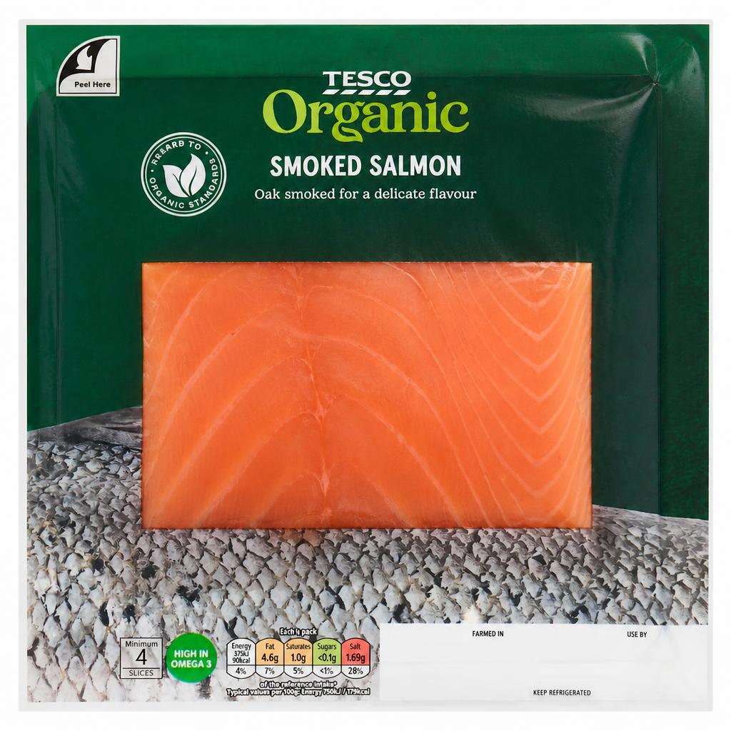 Tesco Organic Smoked Salmon Slices 100g