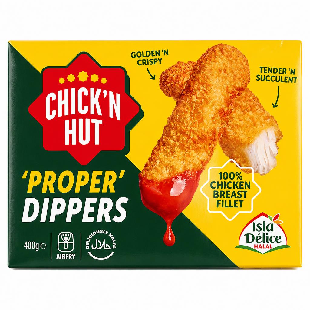 Isla Delice Halal Chick'n Hut 'Proper' Chicken Dippers 400g