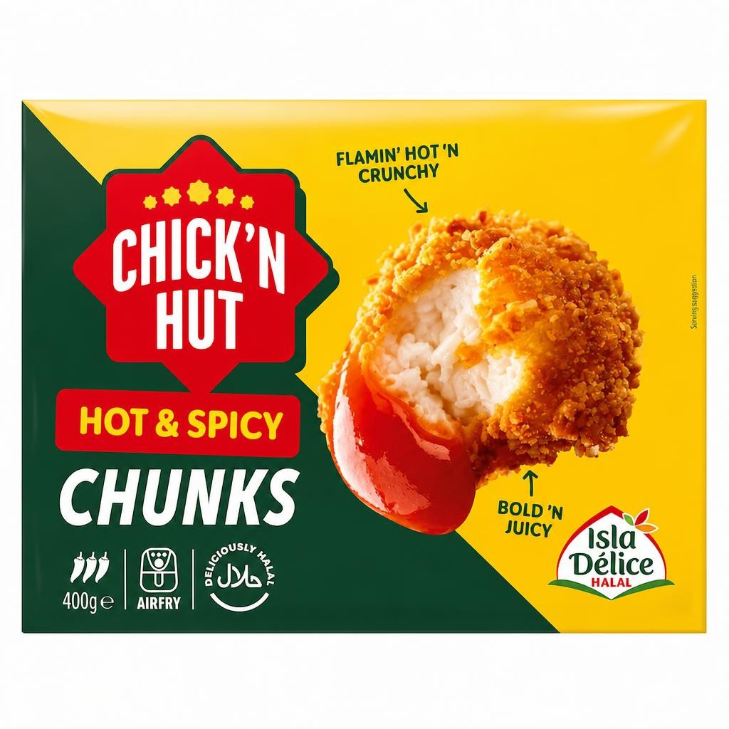Isla Delice Halal Chick'n Hut Hot & Spicy Chicken Chunks 400g