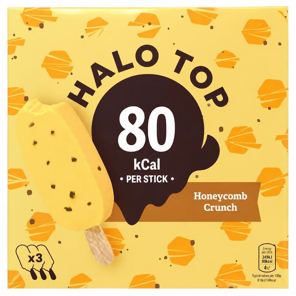 Halo Top Honeycomb Crunch Ice Cream Sticks 3 x 100ml