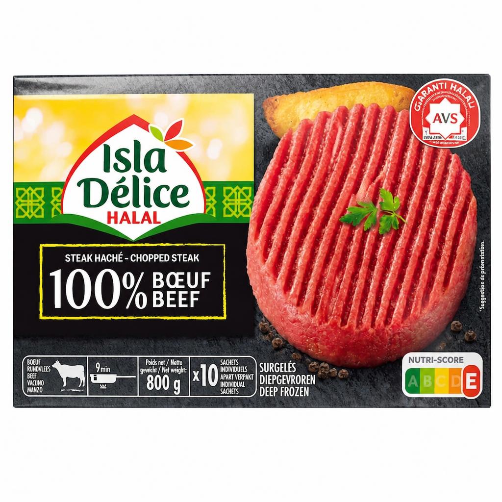 Isla Delice Halal 100% Beef Chopped Steak 800g