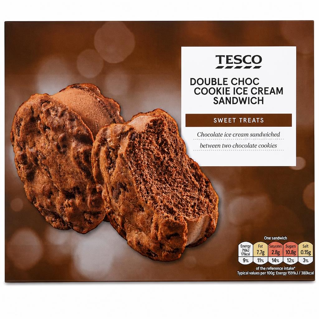 Tesco Double Chocolate Cookie Ice Cream Sandwiches 4 x 45g