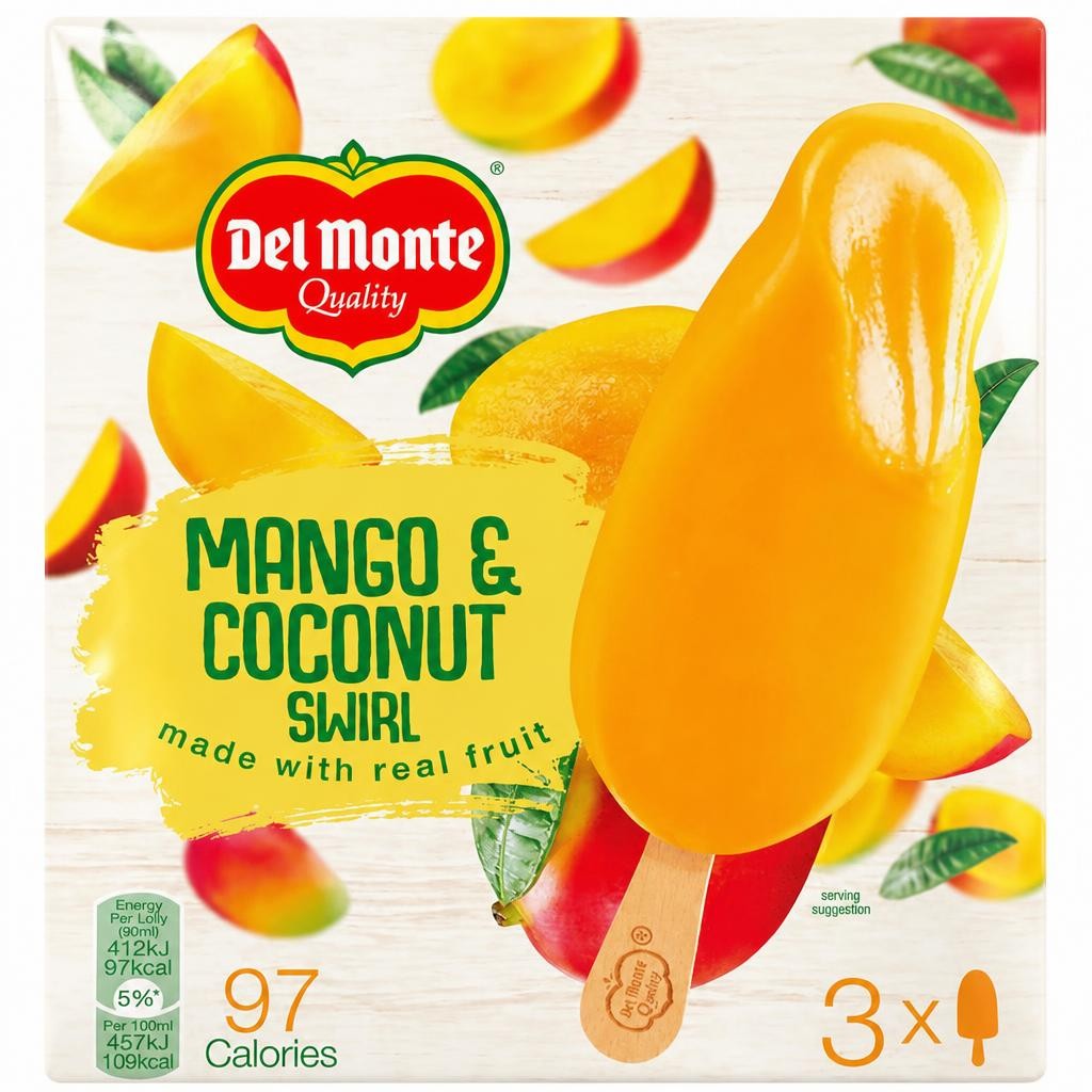 Del Monte Mango & Coconut Swirl Ice Cream Sticks 3x90ml - The Food App