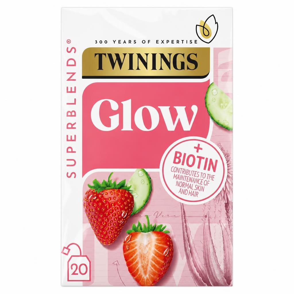Twinings Superblends Glow Strawberry & Cucumber with Green Tea 20 Tea Bags 40g