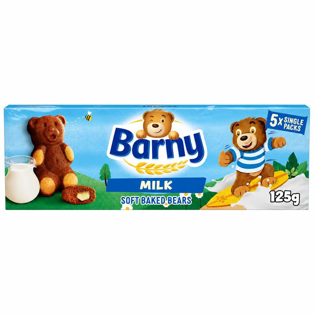 Barny Milk Soft Baked Bears Biscuits 5 Pack Multipack 125G