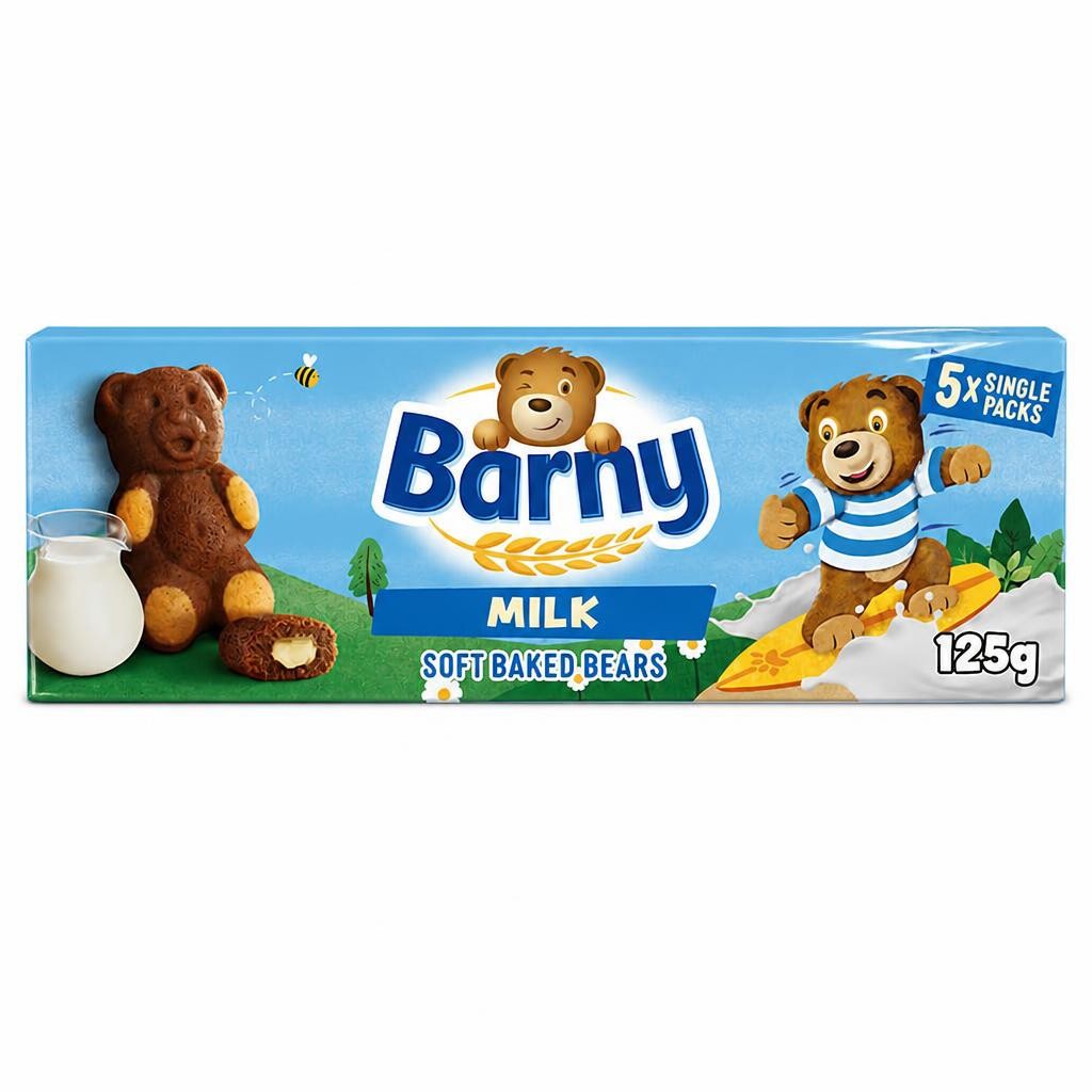 Barny Milk Soft Baked Bears Biscuits 5 Pack Multipack 125G
