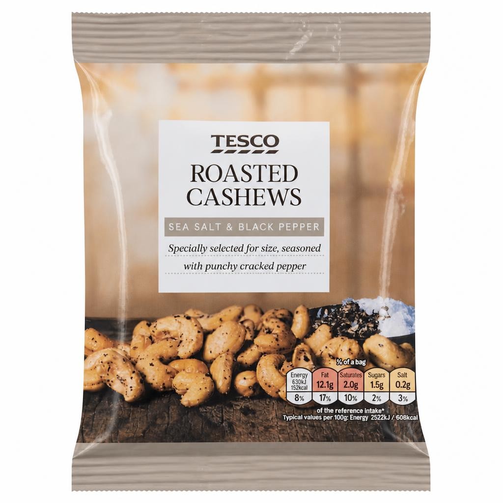 Tesco Sea Salt & Black Pepper Cashew Nuts 150G