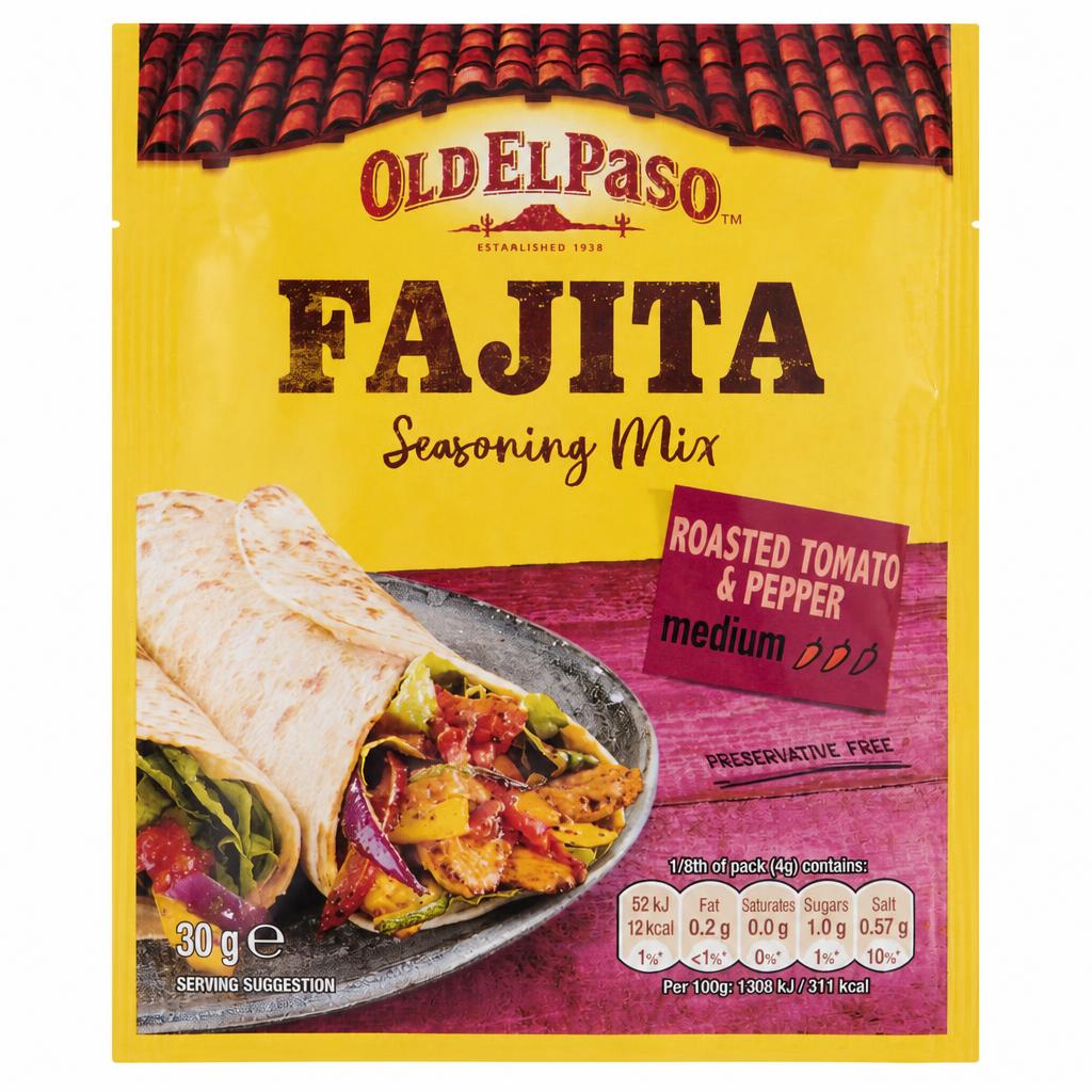 Old El Paso Tomato & Pepper Fajita Seasoning Spice Mix 30G