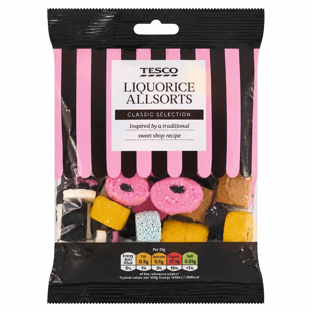 Tesco Liquorice Allsorts Sweets 250G