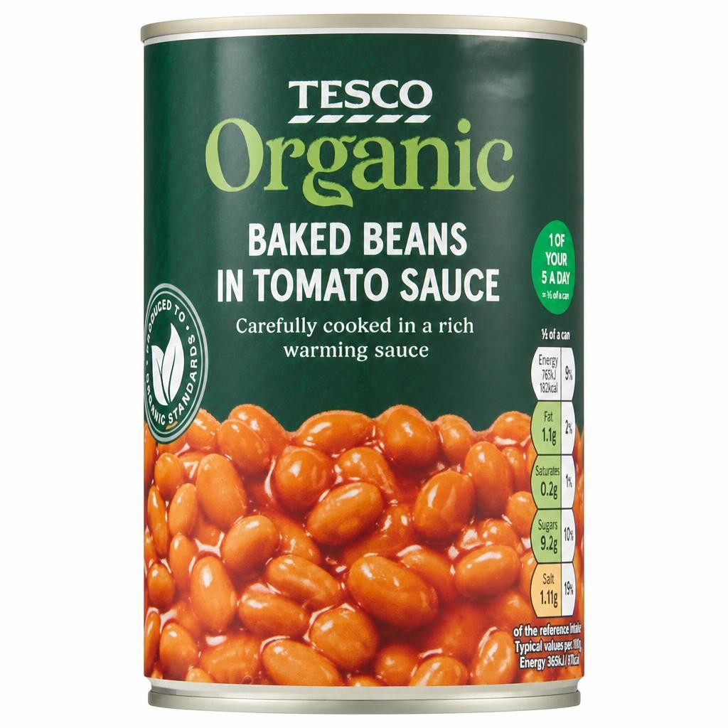 Tesco Organic Baked Beans In Tomato Sauce 420G