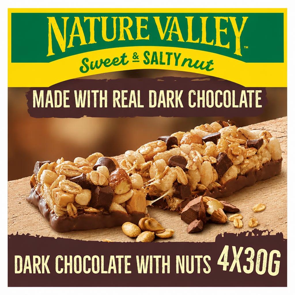Nature Valley Sweet & Salty Nut Dark Chocolate with Nuts Bars 4 x 30g (120g)
