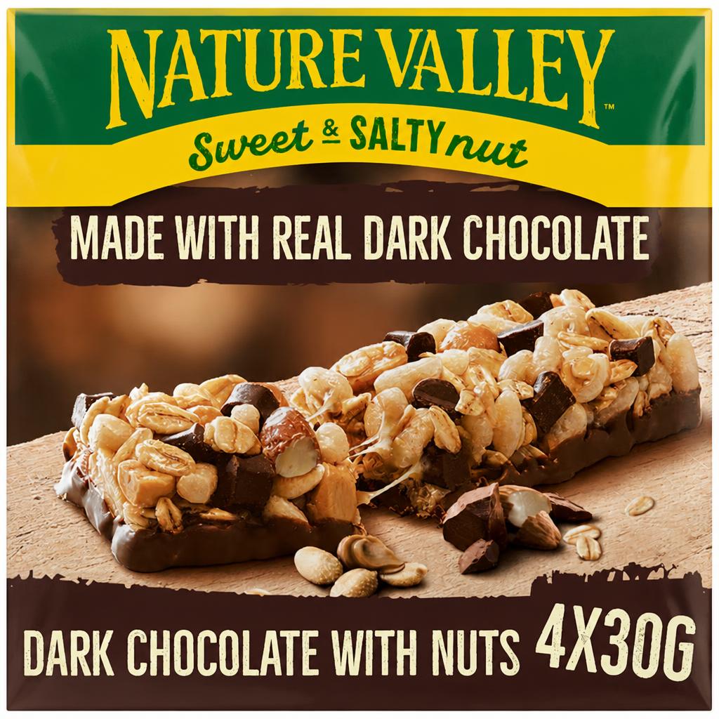 Nature Valley Sweet & Salty Nut Dark Chocolate with Nuts Bars 4 x 30g (120g)