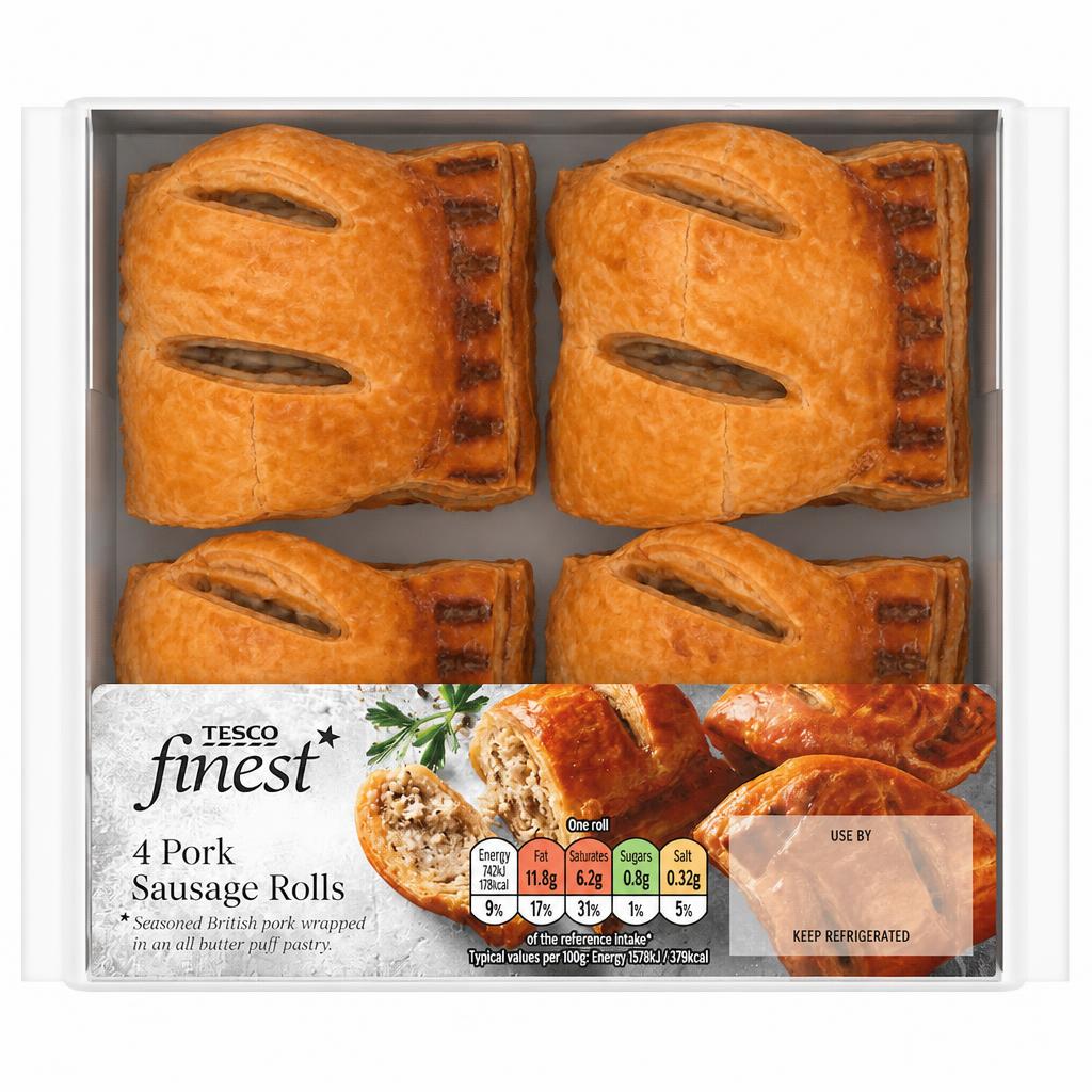 Tesco Finest 4 Pork Sausage Rolls 188G
