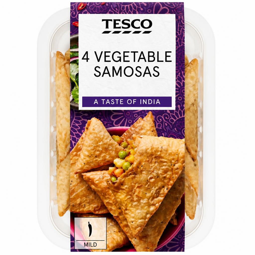 Tesco Vegetable Samosas 4 Pack 216g