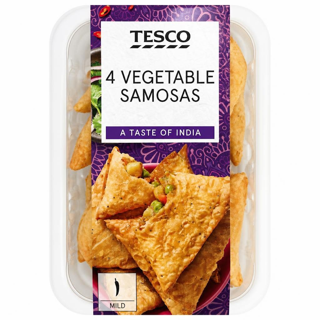 Tesco Vegetable Samosas 4 Pack 216g