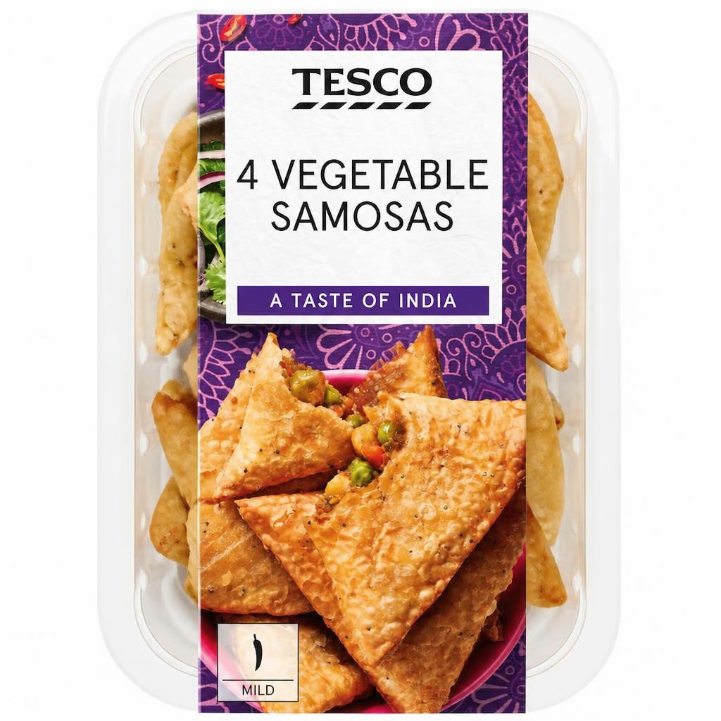Tesco Vegetable Samosas 4 Pack 216g