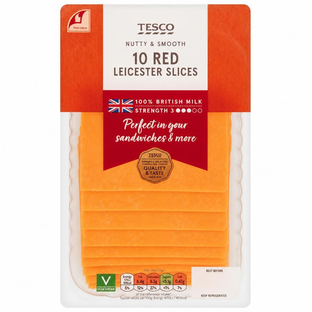 Tesco 10 Red Leicester Slices 250G