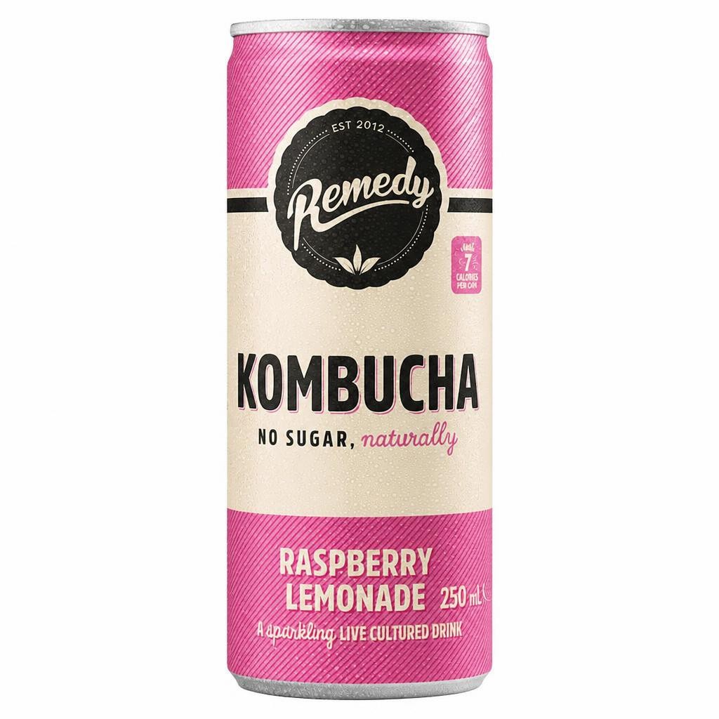 Remedy Kombucha Raspberry Lemonade Sugar Free 250Ml