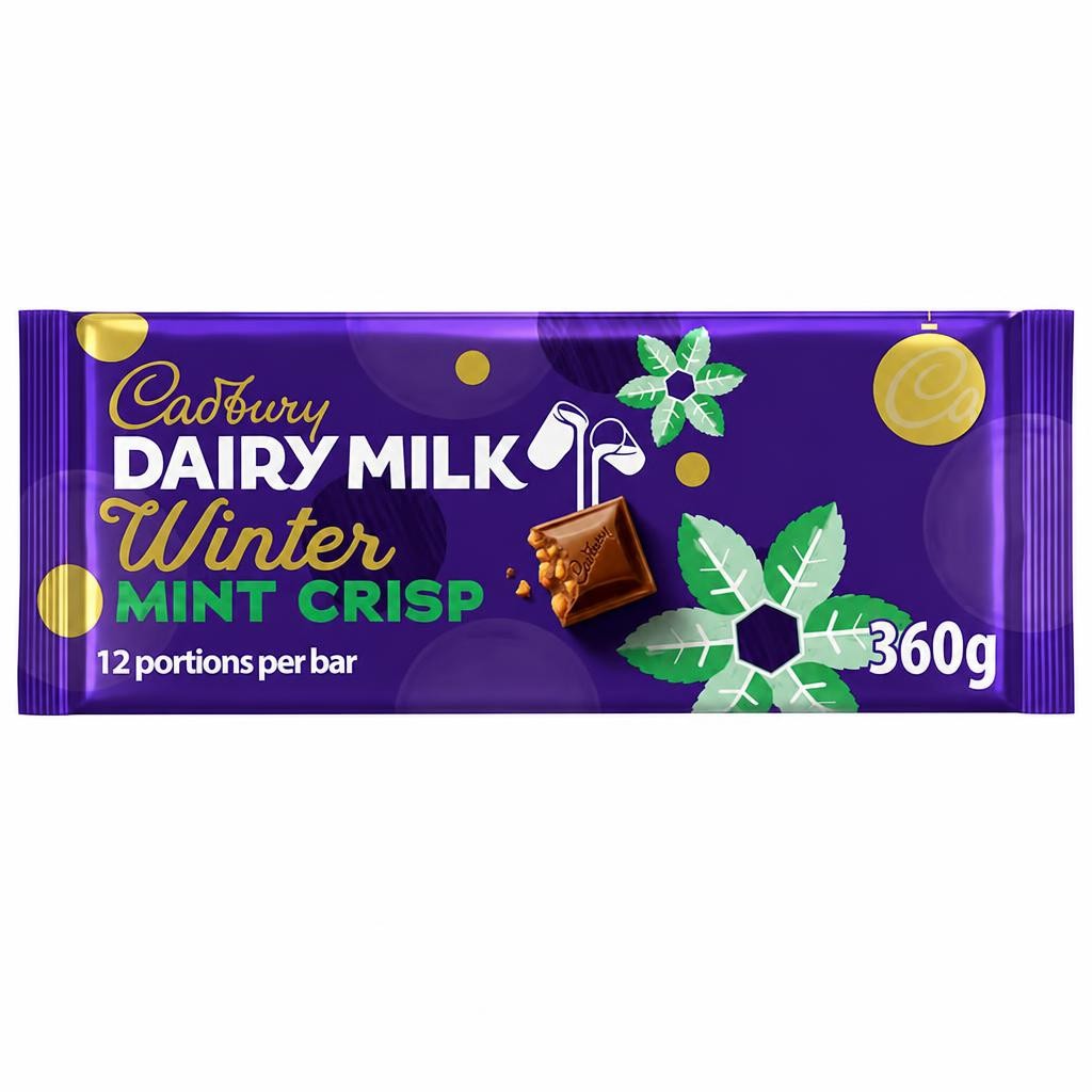 Cadbury Dairy Milk Winter Mint Crisp Chocolate Bar 360g