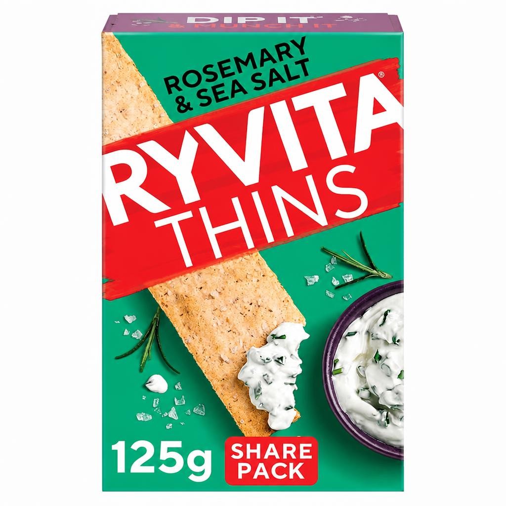 Ryvita Thins Flatbreads - Rosemary & Sea Salt 125g