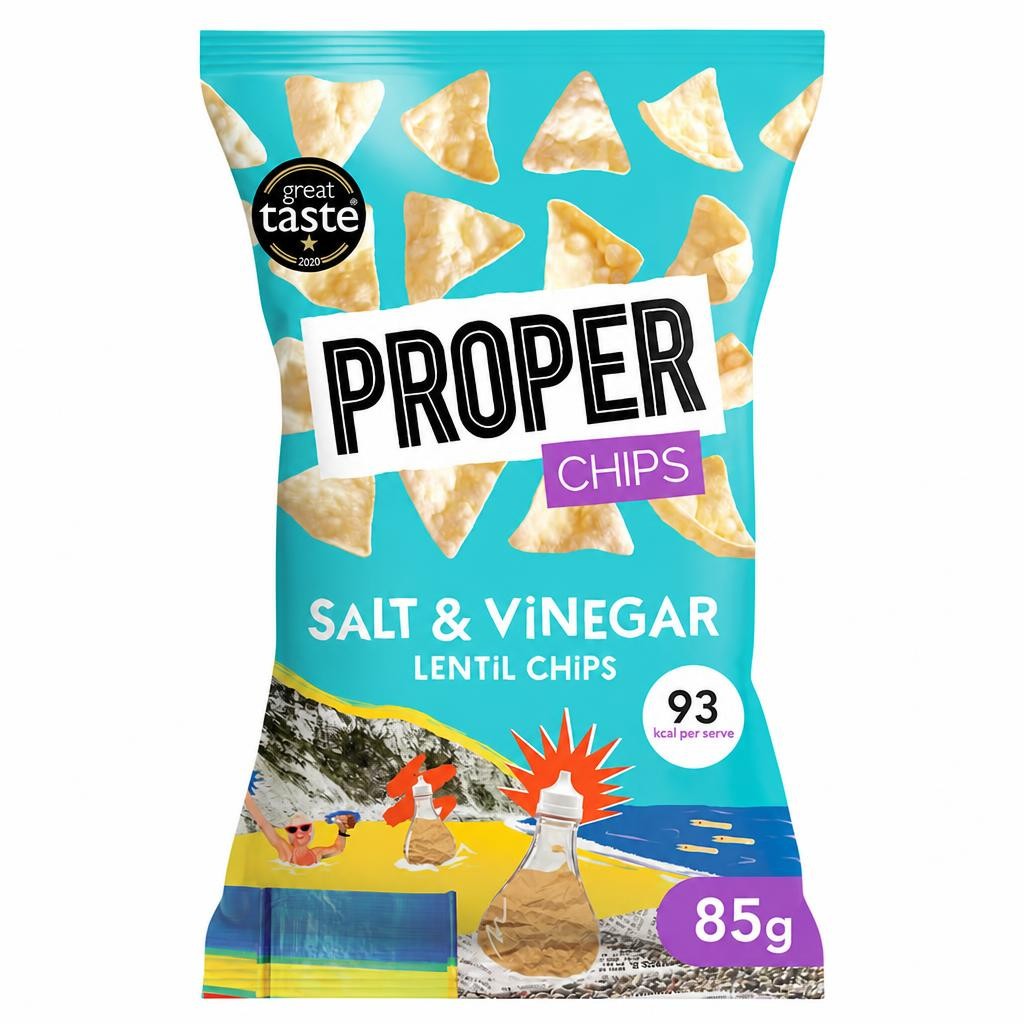 Properchips Salt & Vinegar Lentil Chips 85G