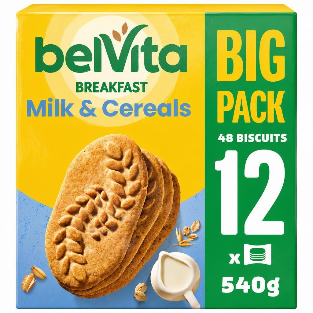 BelVita Breakfast Biscuits Milk & Cereals Snack Bars 12 Pack Multipack 540G