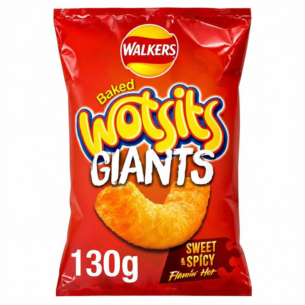 Walkers Wotsits Giants Snacks Sweet & Spicy Sharing Crisps 130g