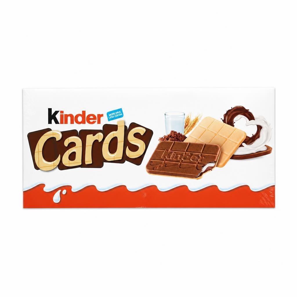 Kinder Cards Cocoa and Milk Biscuit Wafers Multipack, 8x12.8g