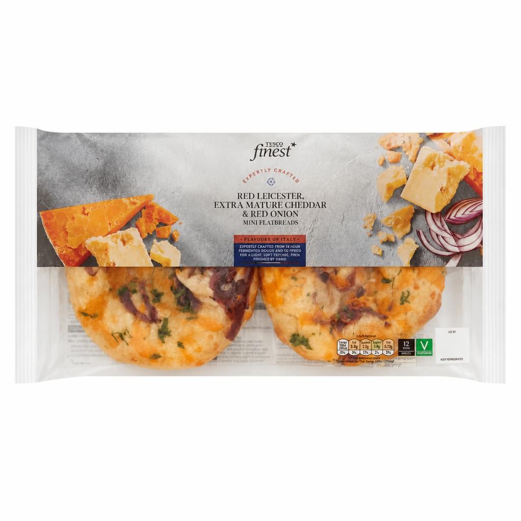 Tesco Finest Cheddar & Onion Flatbread 295 G