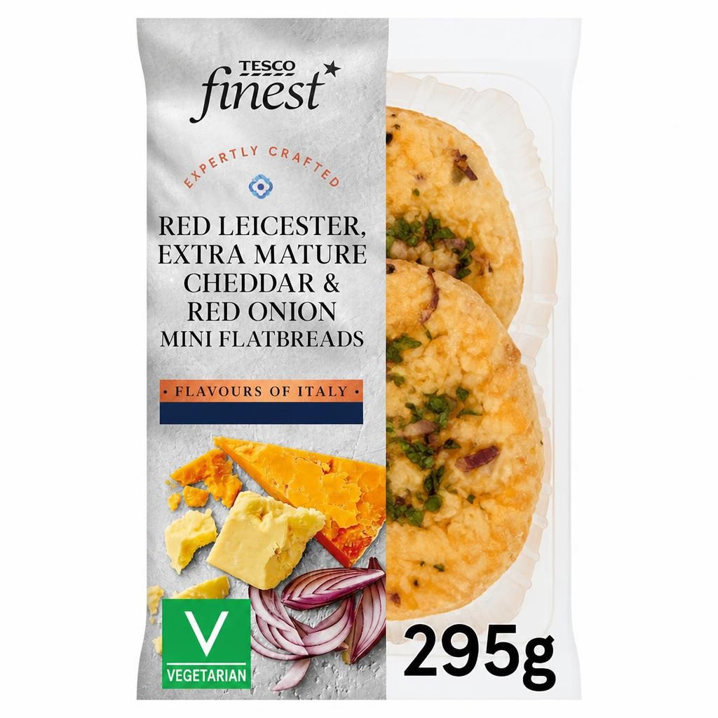 Tesco Finest Cheddar & Onion Flatbread 295 G