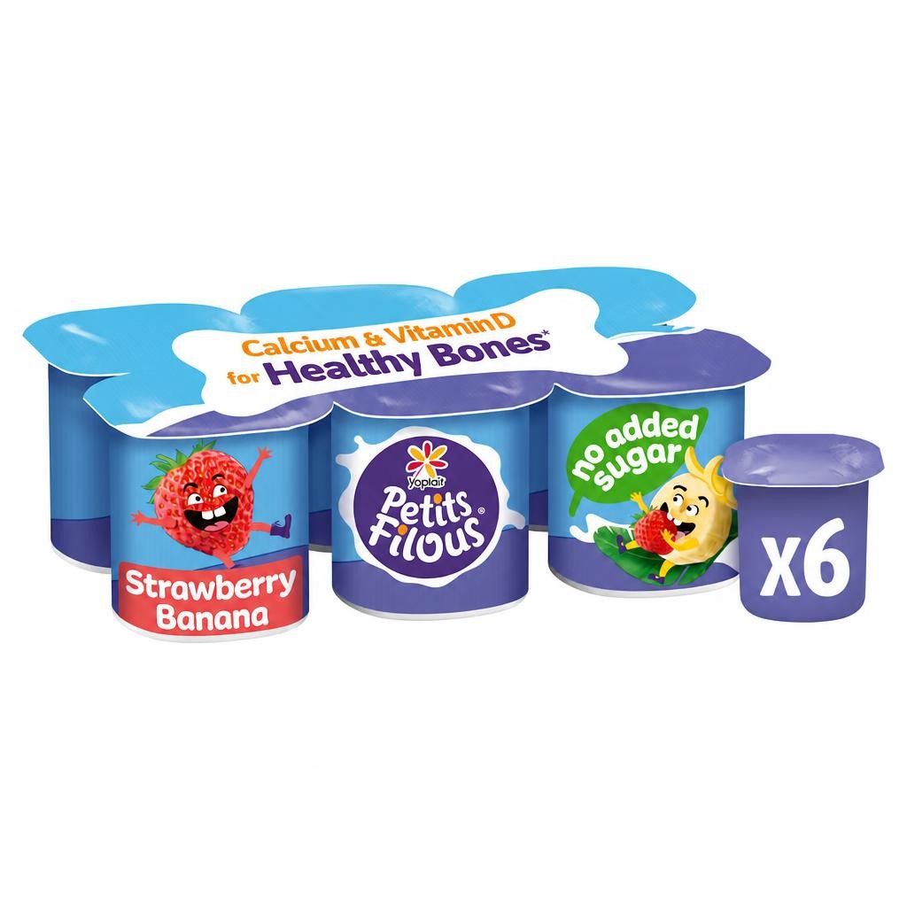Petits Filous No Added Sugar Fromage Frais - Strawberry & Banana 6 x 47g
