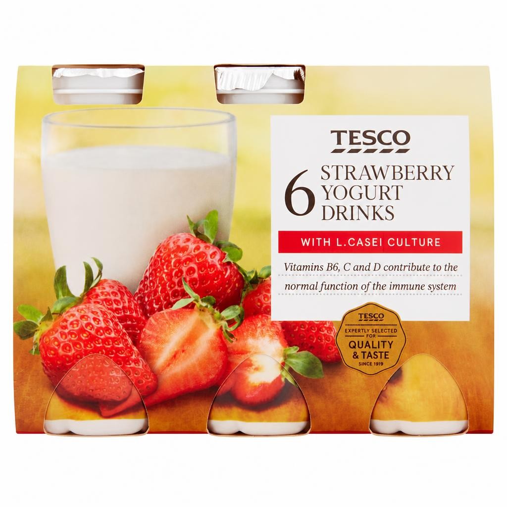 Tesco Strawberry Yogurt Drinks 6 x 100g