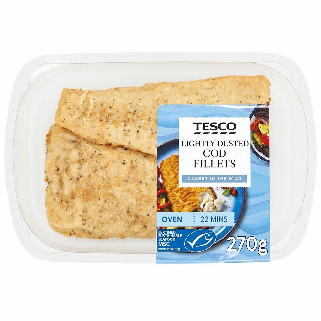 Tesco Lightly Dusted Cod Fillets 255G
